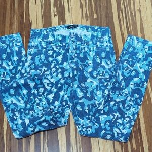Kate Spade Saturday Blue Camouflage "Faces" Print Pants